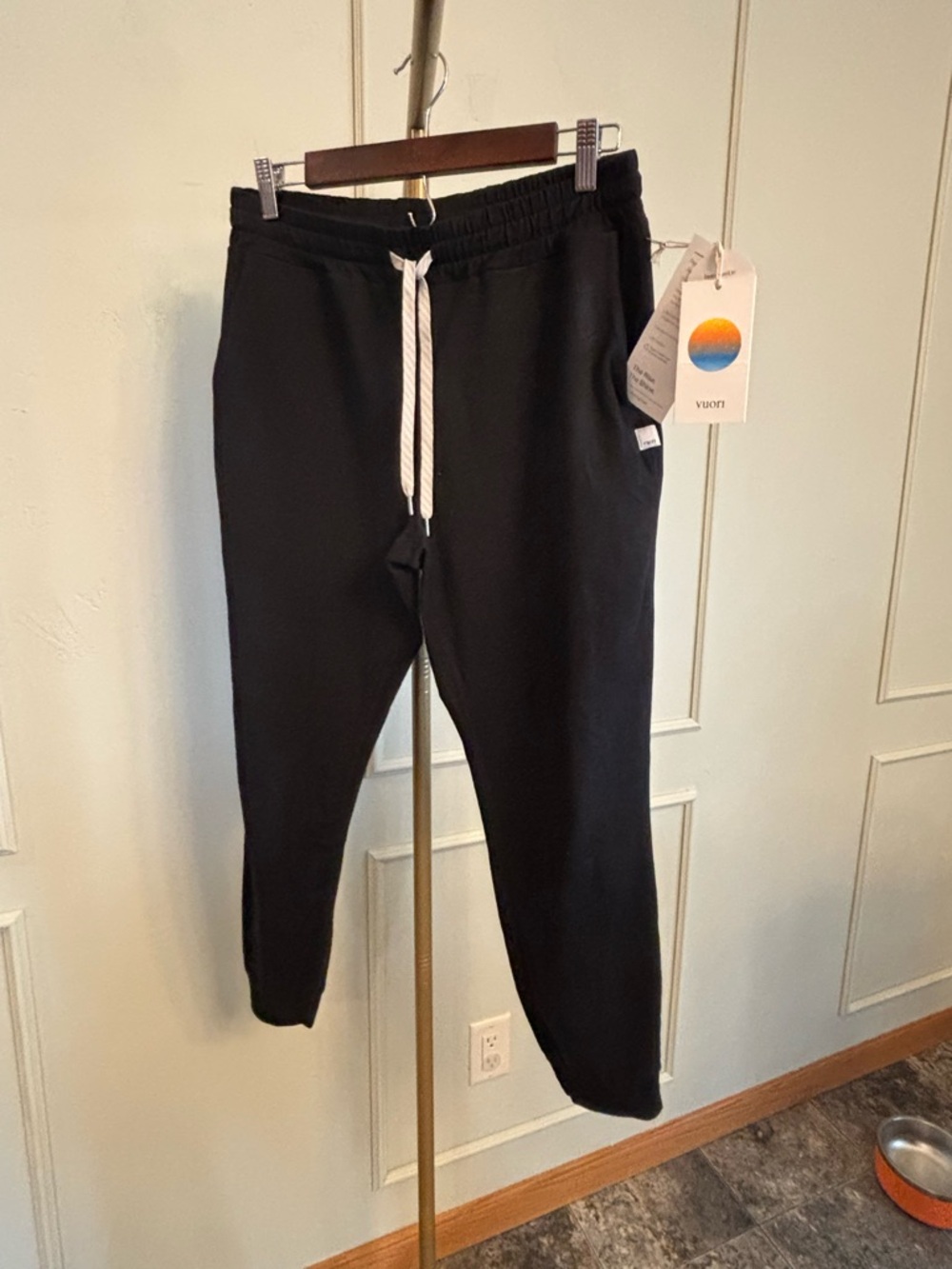 Vuori Black Track Joggers with White Drawstring